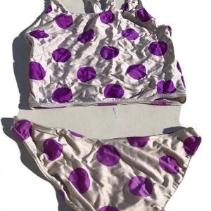 Vintage 80’s Lycra bikini Purple Polka Dots Euro Size 40 West Germany
